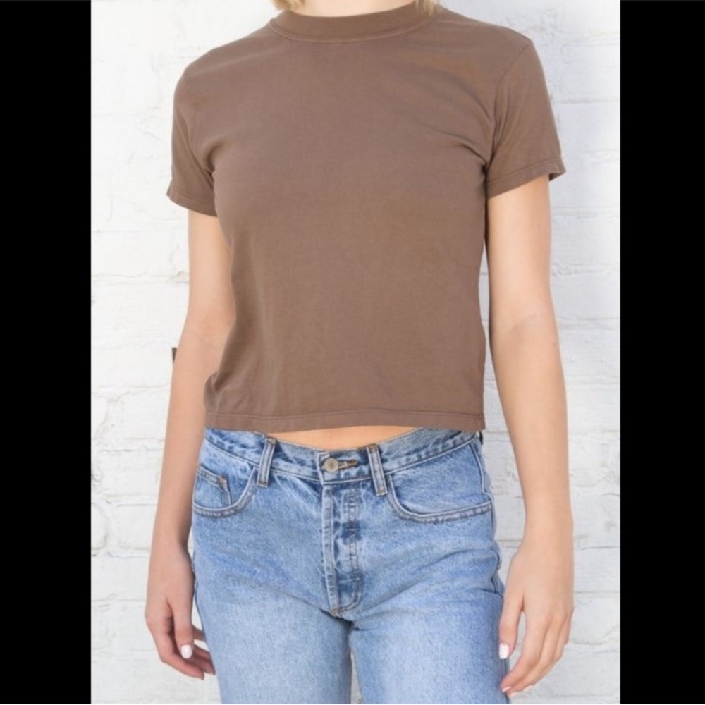 BRANDY MELVILLE Brown T-shirt ONE SIZE
